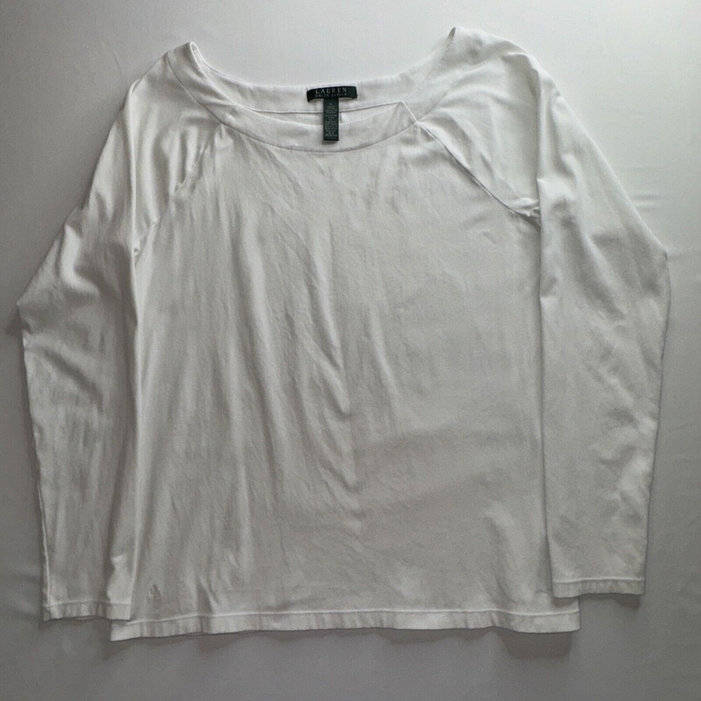 Lauren Ralph Lauren      White XL Long Sleeve Pullover top Cotton Blend